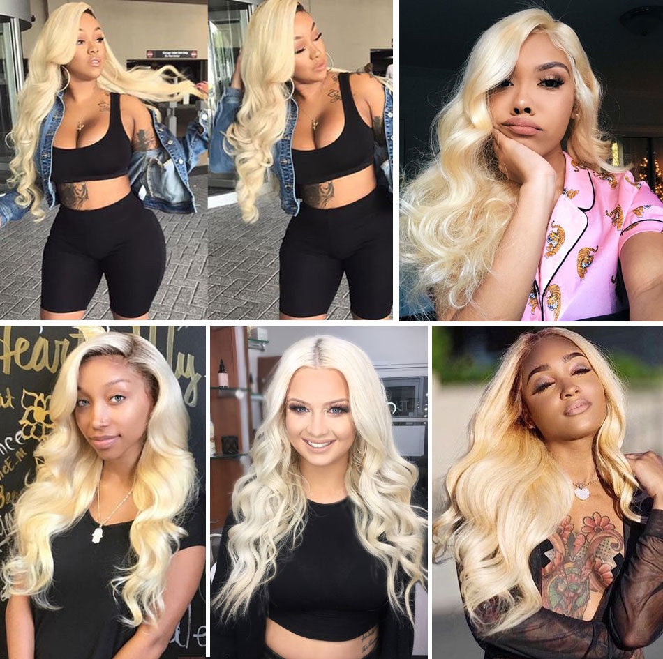 613 Honey Blonde Bundles Body Wave Human Hair Bundles With 13x4 Lace Frontal