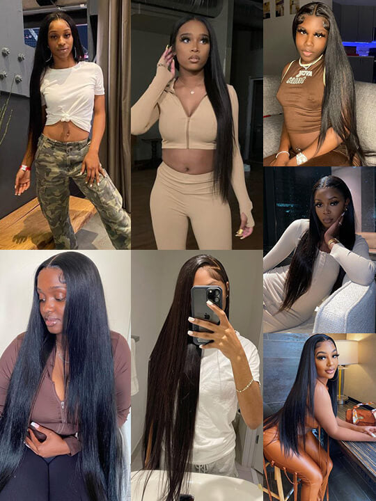 40 Inch 13x4 HD Lace Wig Bone Straight Long Human Hair Wigs Pull&Go Glueless Wig