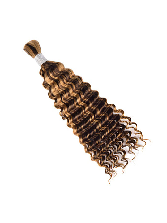 Highlight Brown Bulk Hair For Braiding Human Hair Deep Wave Braids Human Hair Extension No Weft
