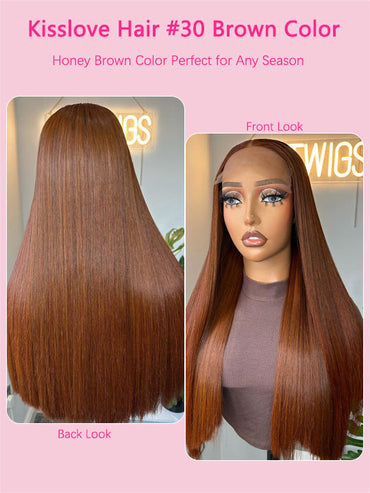 #30 Brown Wig 5x5 13x4 13x6 Lace Front Wigs Brazilian Straight Virgin Human Hair Wigs