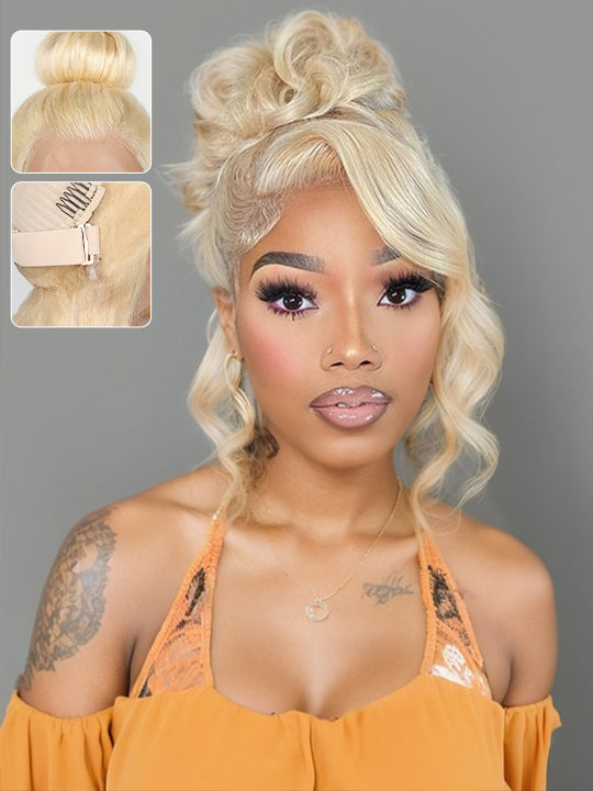 Kisslove Hair 613 Blonde  Invisi-Drawstring 360 Lace Wig Body Wave Glueless Lace Wigs for Women