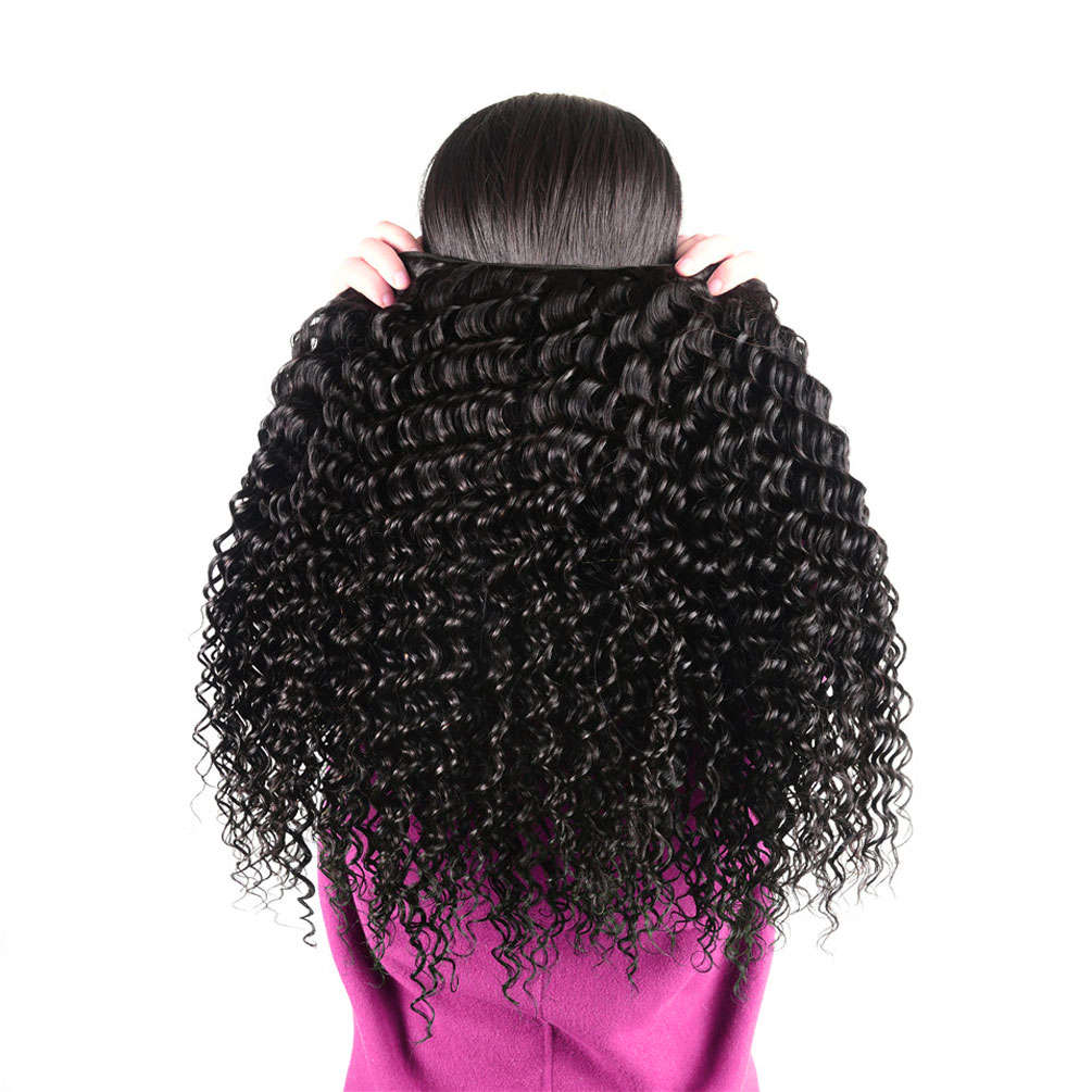 4x4 Lace Closure With Bundles Deep Wave 12A Brazilian Virgin Hair Weave