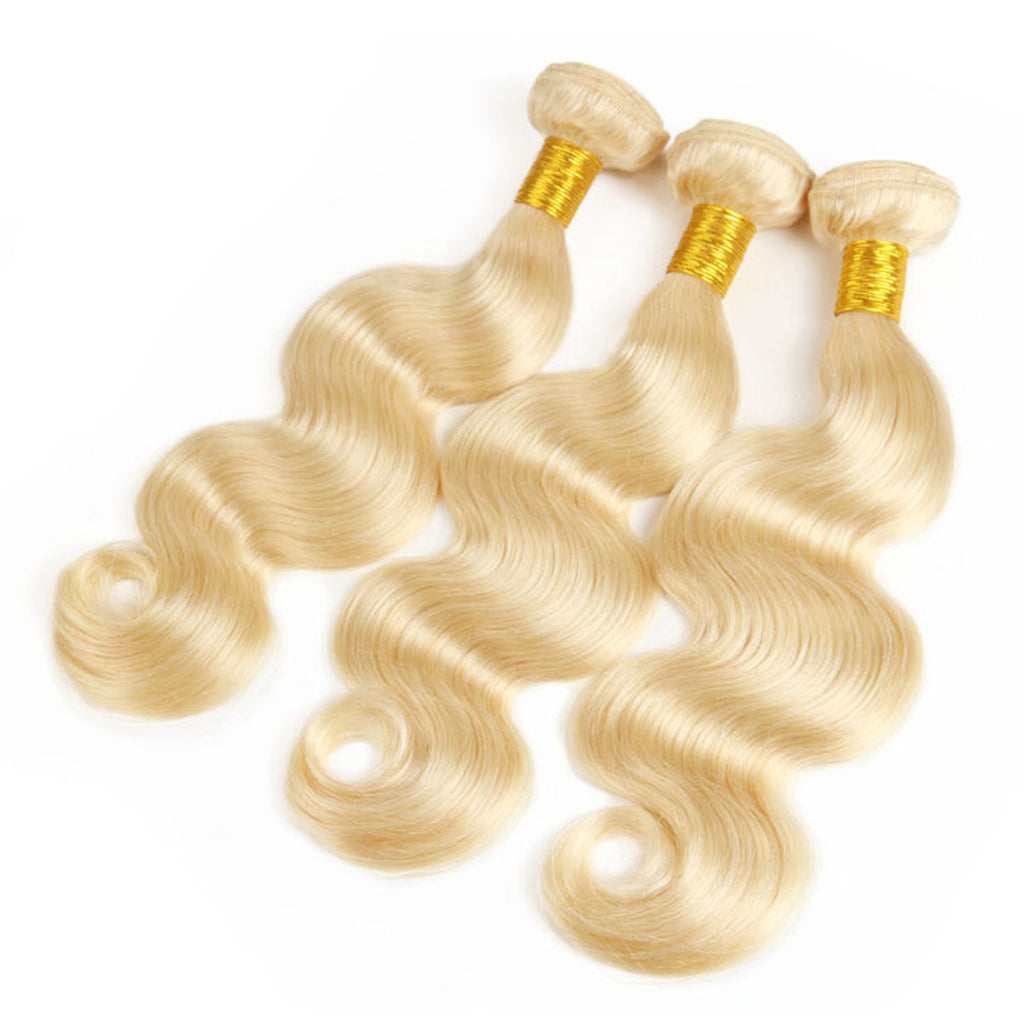 613 Honey Blonde Bundles Body Wave Human Hair Bundles With 13x4 Lace Frontal