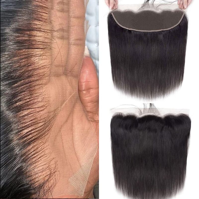 Bone Straight Human Hair 3 Bundles With 13x4 HD Lace Frontal 12A Virgin Hair Weaves