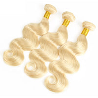 613 Honey Blonde Bundles With Closure Body Wave Virgin Human Hair Weaves