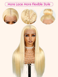 Kisslove 613 Blonde Straight Hair Invisi-Drawstring 360 Lace Frontal Wig Glueless Colored Human Hair Wig