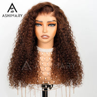 Chocolate Brown Water Wave Invisi Strap Snug Fit 360 Melting Lace Frontal Bleached Knots Glueless Lace Wig