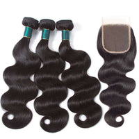 5x5 HD Lace Closure With Bundles Body Wave 12A Brazilian Virgin Human Hair Weave