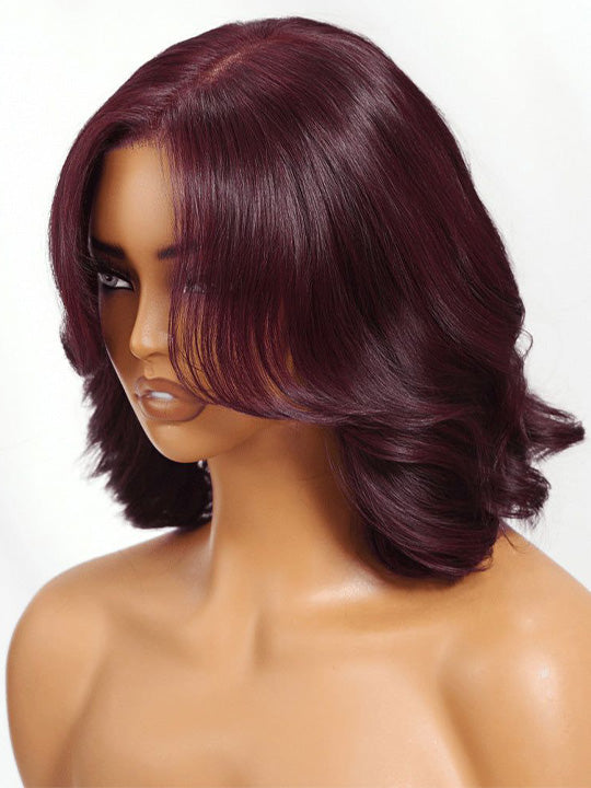 Kisslove Hair Burgundy Color 7x5 Glueless Body Wave Bob Wig Pre Styled Salon Design Human Hair Wigs
