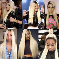613 Blonde Hair With Black Roots Bundles With Closure Braizlian Straight Human Hair