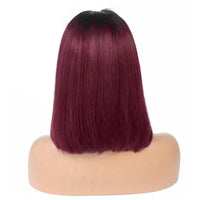 1B/99J Red Burgundy Wig Bob 13x4 Transparent Lace Straight Human Hair Wigs
