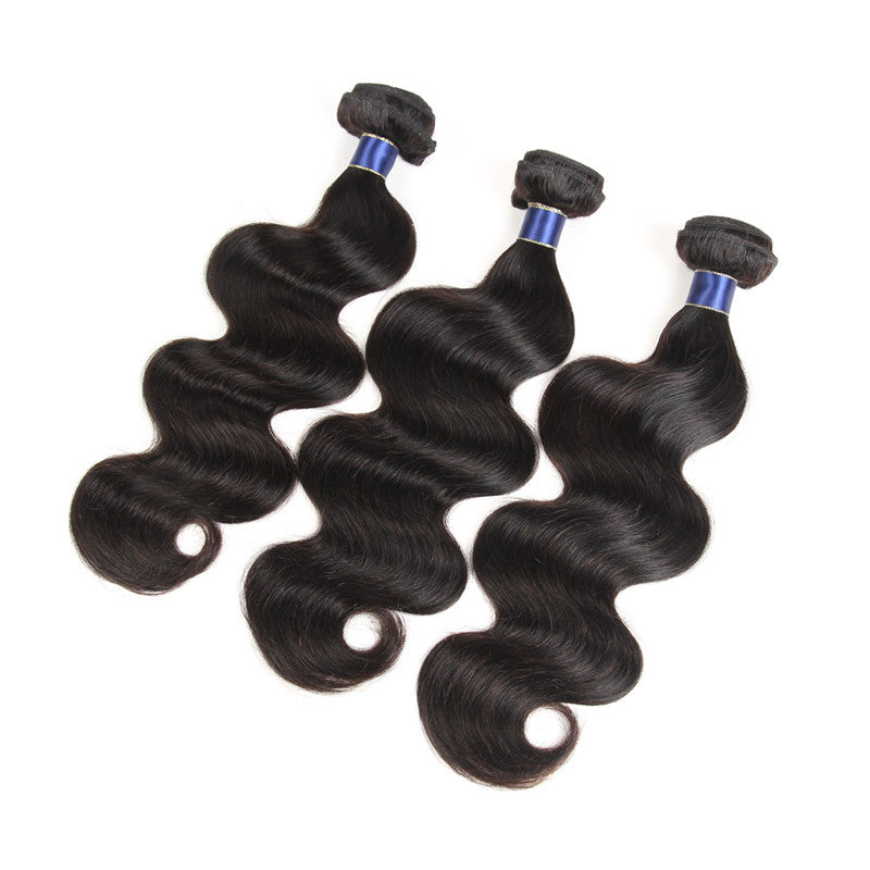 Body Wave Human Hair 3 Bundles With 4x4 Lace Closure 10A Brazilian Hair Weave