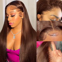 Kisslove Pre-Everything Chocolate Brown Wig 360 Lace Wig Straight Human Hair Wigs