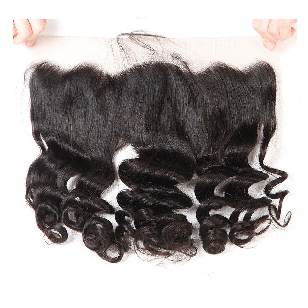 13*4 HD Lace Frontal Closure With Bundles Loose Wave 12A Brazilian Virgin Hair Weaves