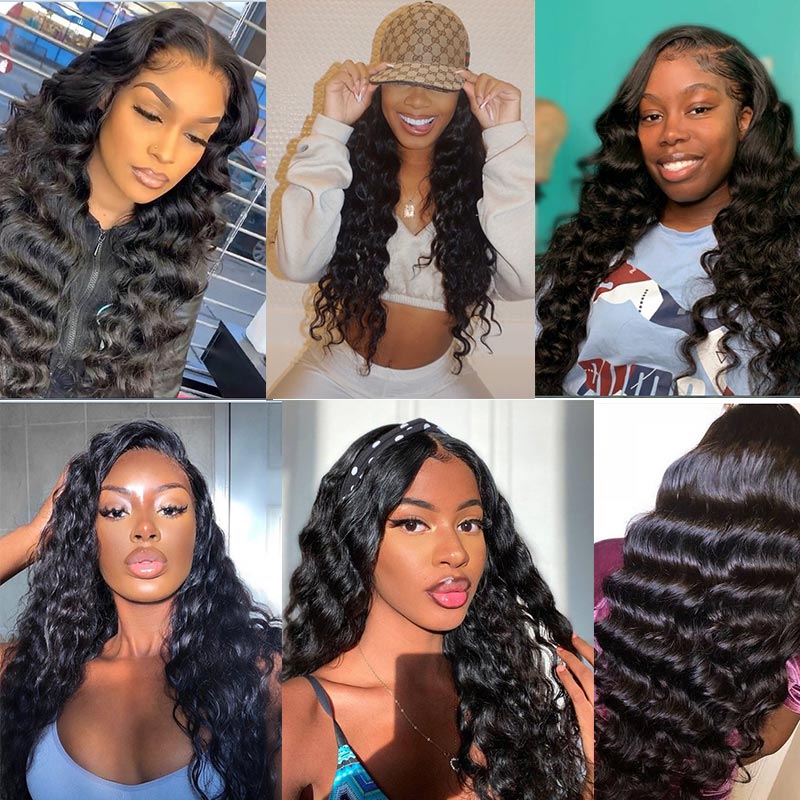 Loose Deep Wave Bundles With Lace Closure 12A Brazilian Virgin Human Hair Weave