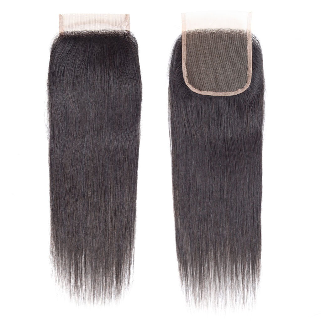4*4 Lace Closure With Bundles Silky Straight 10A Virgin Human Hair Weave