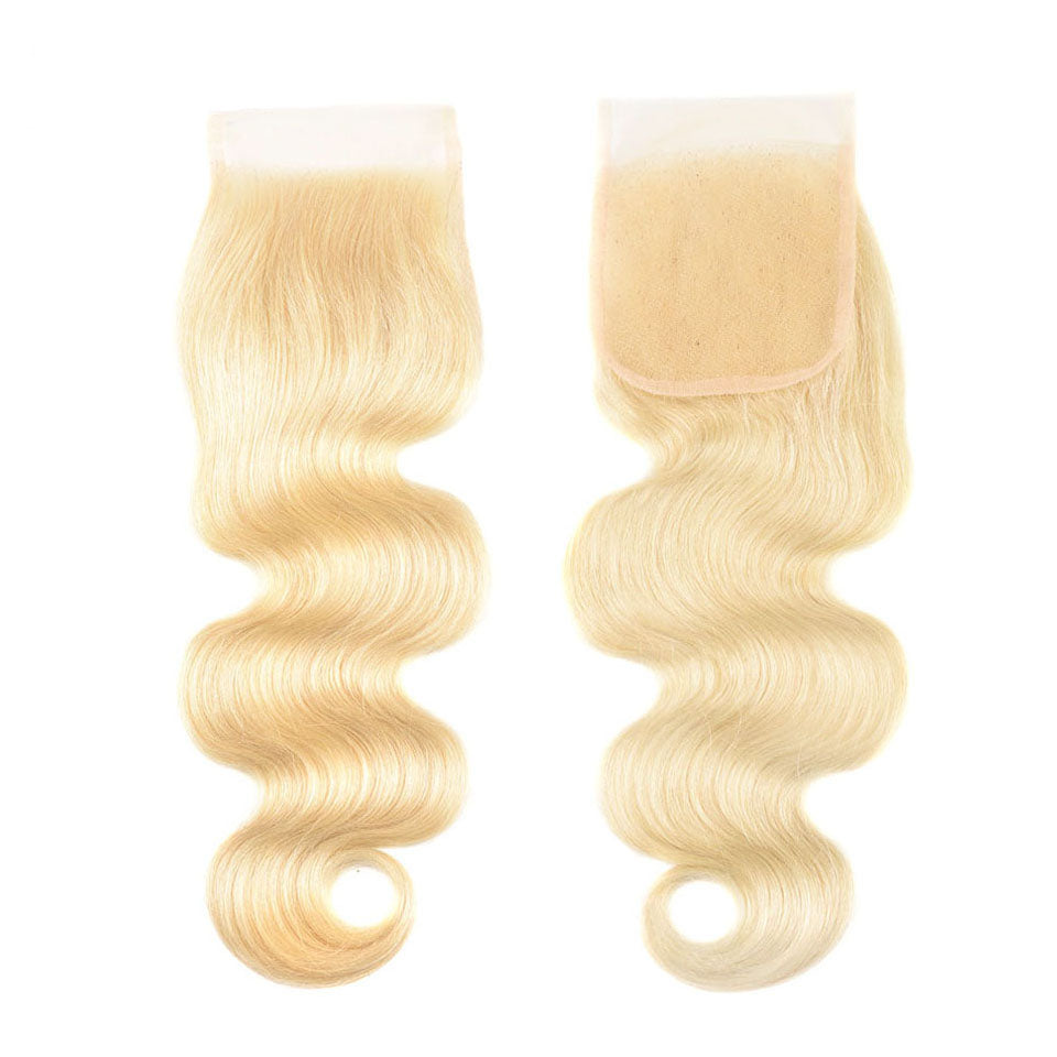 613 Honey Blonde Bundles With Closure Body Wave Virgin Human Hair Weaves