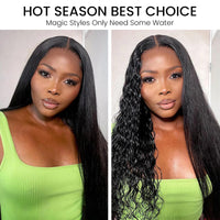 Wet and Wavy 2-in-1 Straight to Water Wave Invisi Strap Snug Fit 360 Transparent Lace Frontal Bleached Knots Pre Cut Lace Wig