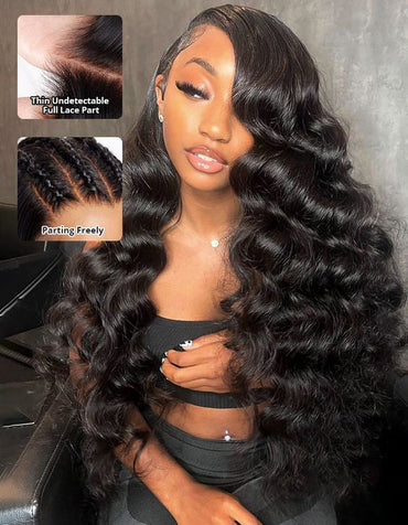 Kisslove Hair Bleached Knots 360 Lace Wigs Pre Plucked Loose Deep Wave Invisi-Drawstring Wigs