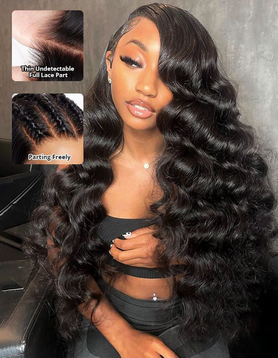 Kisslove Hair Bleached Knots 360 Lace Wigs Pre Plucked Loose Deep Wave Invisi-Drawstring Wigs