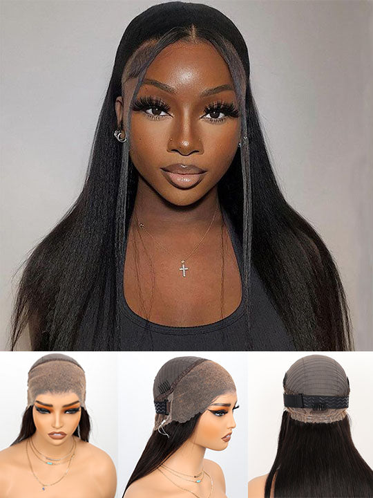 Kisslove Light Yaki Straight Hair Invisi-Drawstring 360 Lace Wig Pre-Everything Glueless Wigs