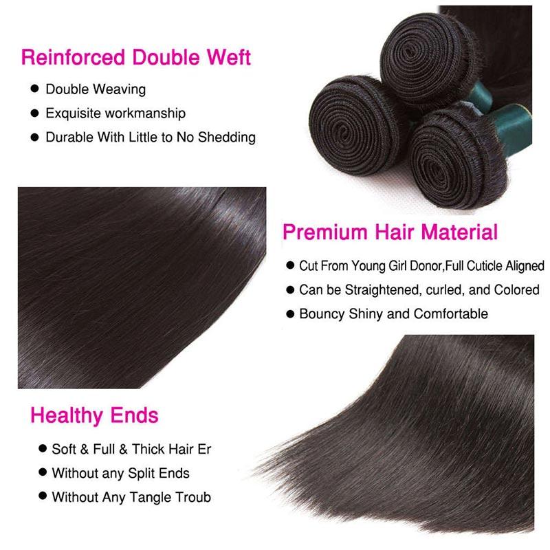 KissLove Grade 10A 1/3/4 Bundles Bone Straight Human Hair Weave Bundles