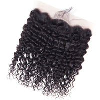 13x4 HD Lace Frontal With Bundles Deep Wave 12A Brazilian Virgin Hair Weave