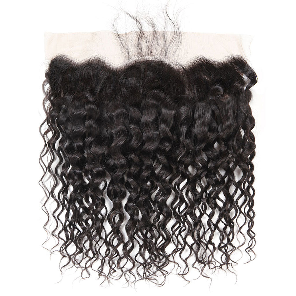 13*4 HD Lace Frontal Closure With Bundles Water Wave 12A Brazilian Virgin Hair Weave