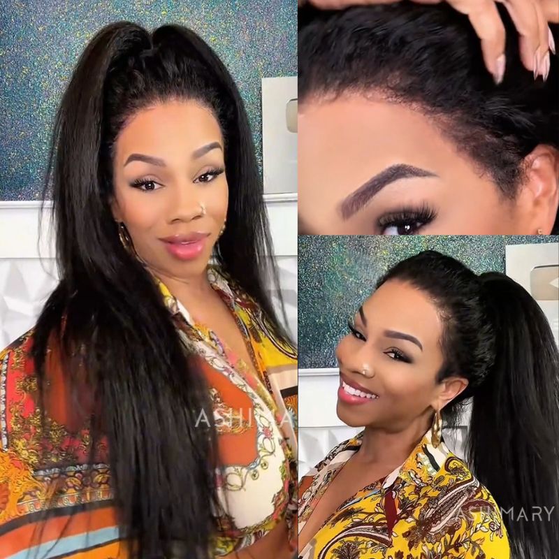 Glueless Newborn Hairline Invisi Strap 360 Skin Lace Frontal Kinky Straight Wig Pre-Everything Natural Look Human Hair Wig