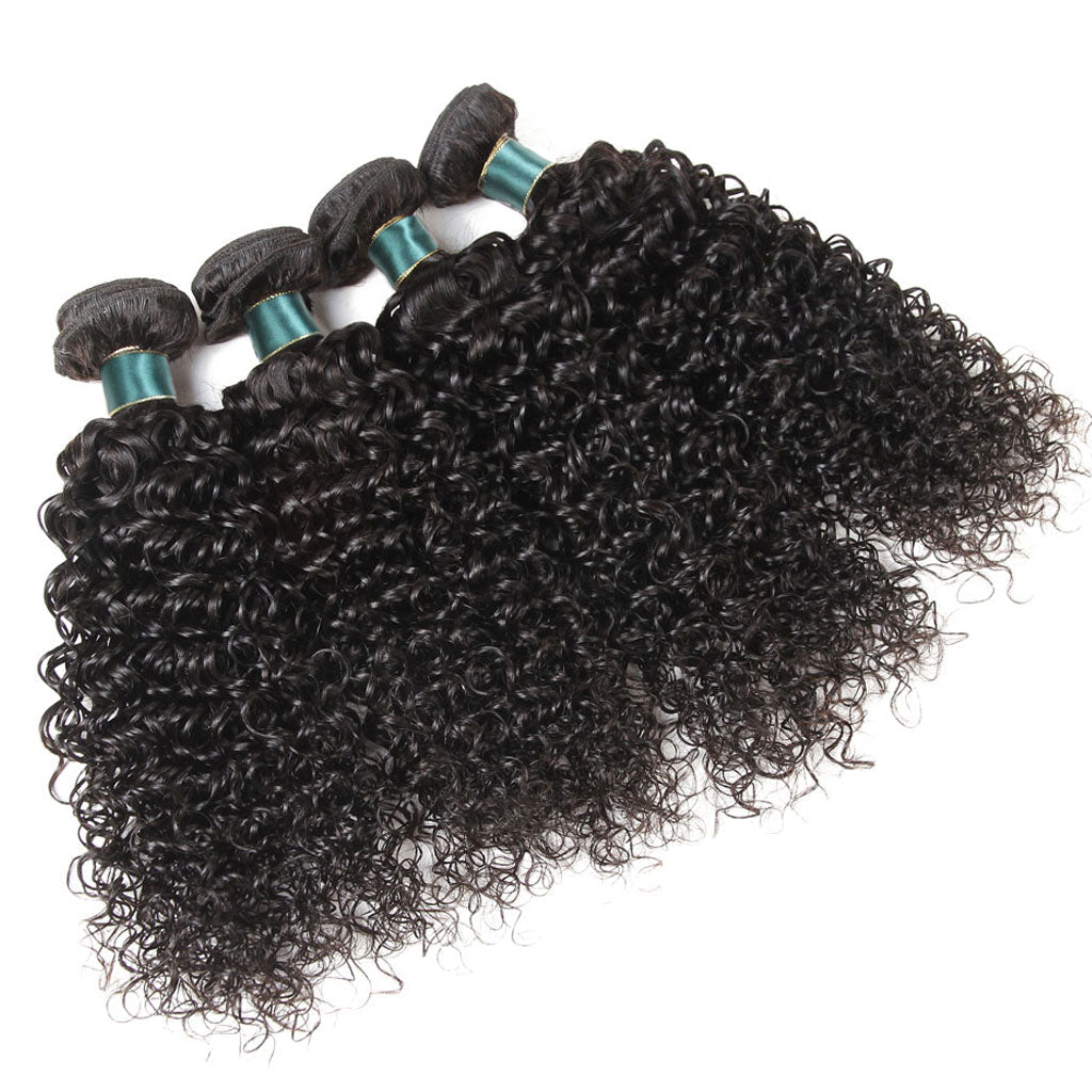 Jerry Curly 3 Bundles With 13*4 HD Lace Frontal 12A Brazlian Virgin Human Hair Weave