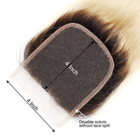 613 Blonde Hair With Black Roots Bundles With Closure Braizlian Straight Human Hair