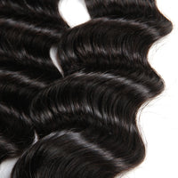 Loose Deep Wave Bundles With Lace Closure 12A Brazilian Virgin Human Hair Weave