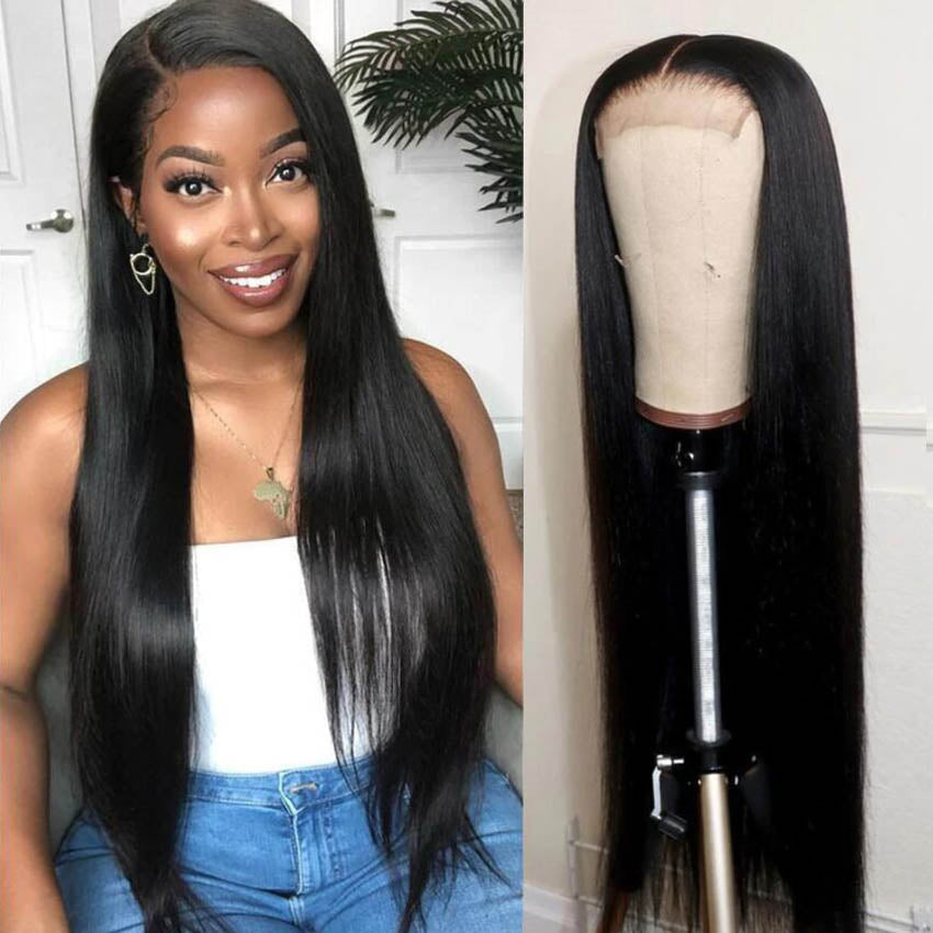 Double Drawn 6*6 Lace Closure Wig 14A Brazilian Straight Hair Lace Wigs For Women