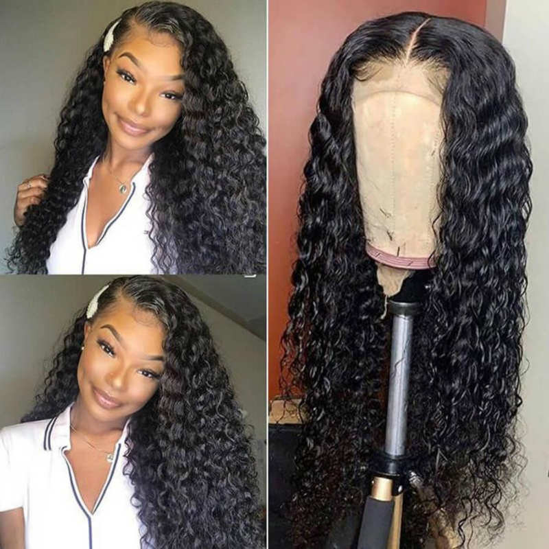 Double Drawn 6*6 Lace Closure Wig Glueless Deep Wave 14A Brazilian Virgin Human Hair Wigs