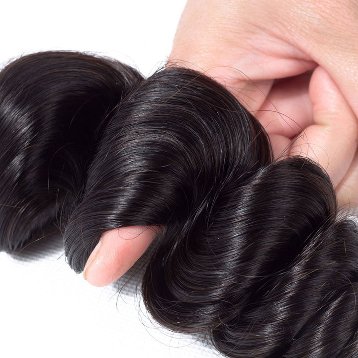 4*4 Lace Closure With Bundles Loose Wave 12A Brazilian Virgin Human Hair Weave