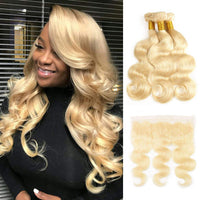 613 Honey Blonde Bundles Body Wave Human Hair Bundles With 13x4 Lace Frontal