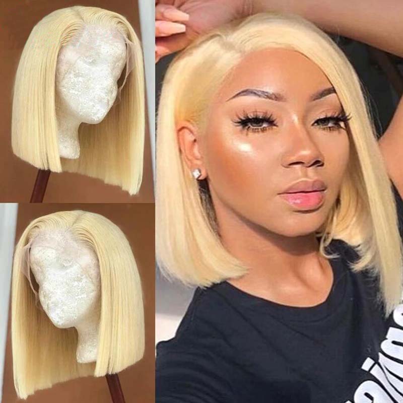 613 Honey Blonde Bob Wig 13x4 HD Transparent Lace Front Human Hair Wigs