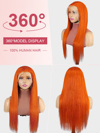 Ginger Hair Colored Wig Silky Straight 4x4 13x4 Lace Front Human Hair Wigs #350