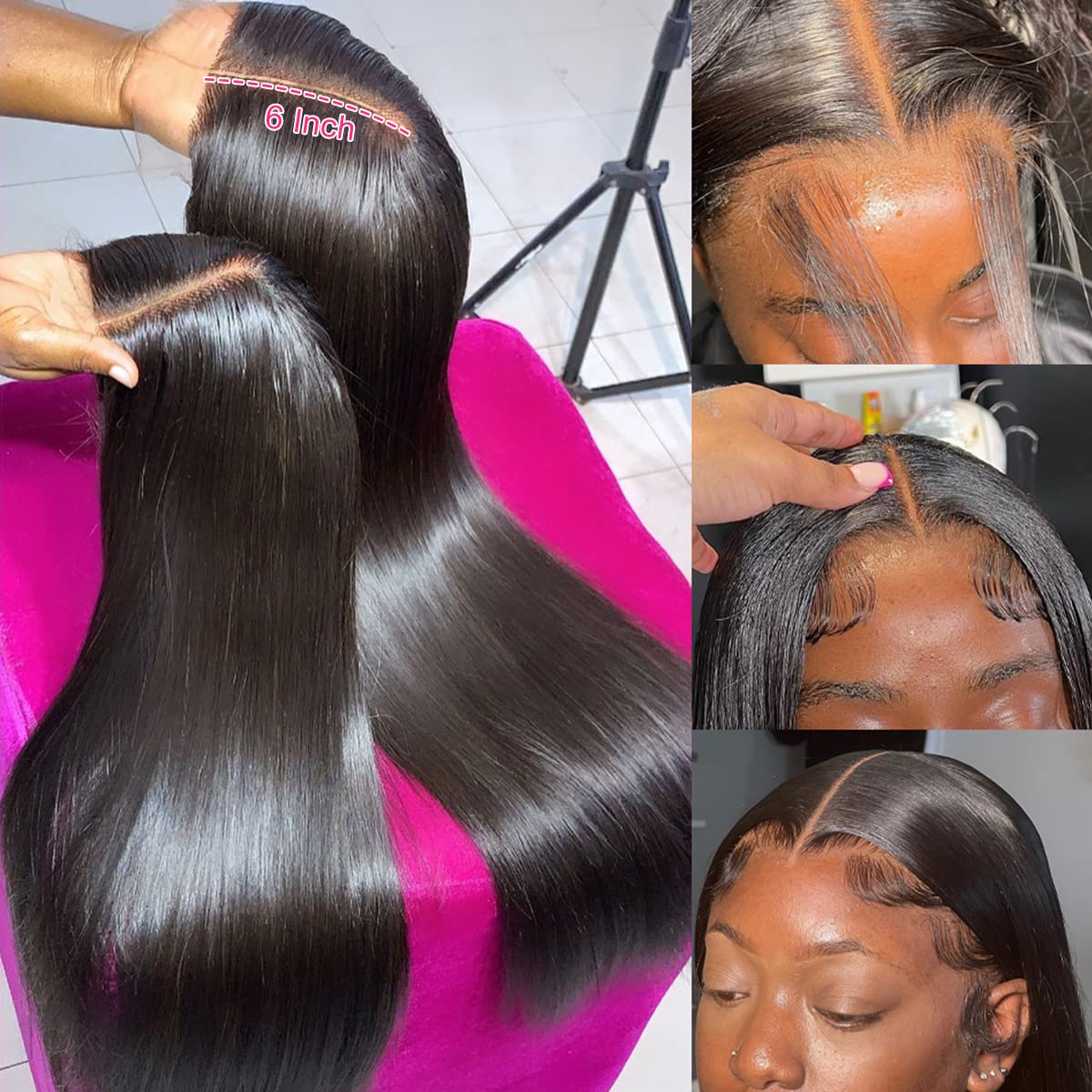 Double Drawn 6*6 Lace Closure Wig 14A Brazilian Straight Hair Lace Wigs For Women