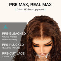 Kinky Curly Chocolate Brown Invisi Strap 360 Lace Wig Pre Everything Glueless Drawstring Human Hair Wigs