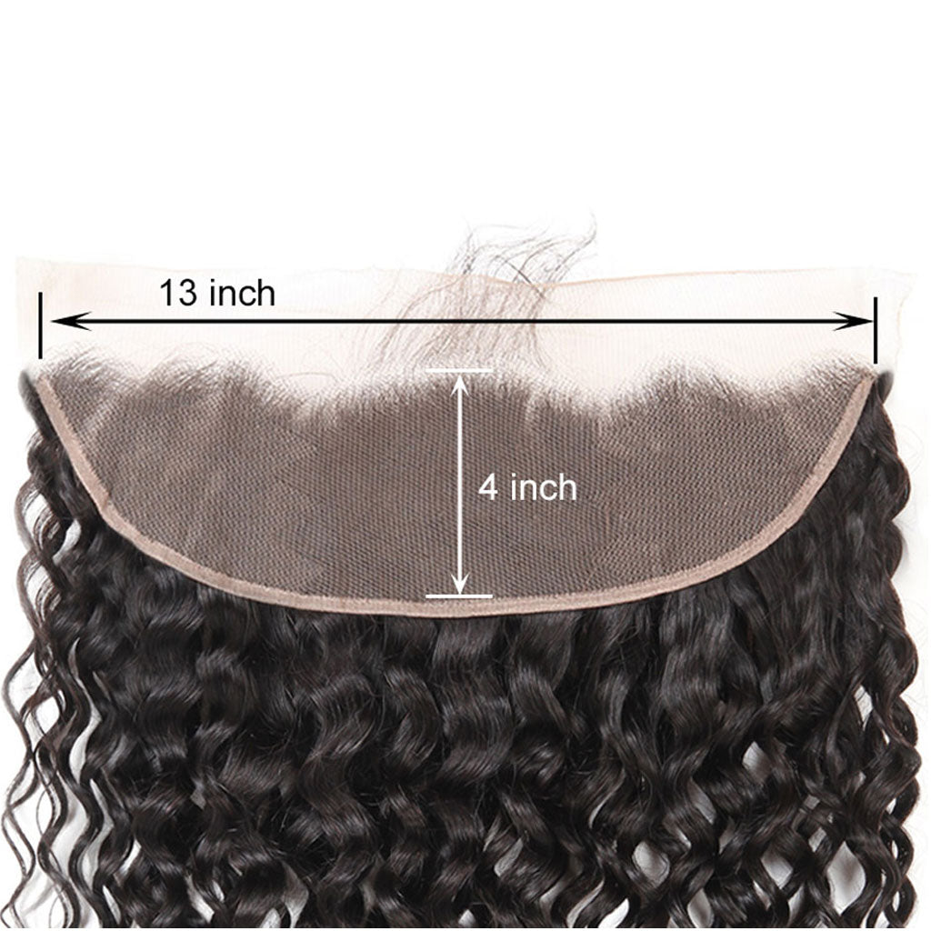 13*4 HD Lace Frontal Closure With Bundles Water Wave 12A Brazilian Virgin Hair Weave