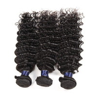 Deep Wave 3 Bundles With 13x4 HD Lace Frontal 10A Brazilian Human Hair Weave