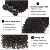 Deep Wave 3 Bundles With 13x4 HD Lace Frontal 10A Brazilian Human Hair Weave