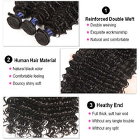 Deep Wave Bundles Grade 12A Brazilian Virgin Human Hair Weaves Bundle Deals