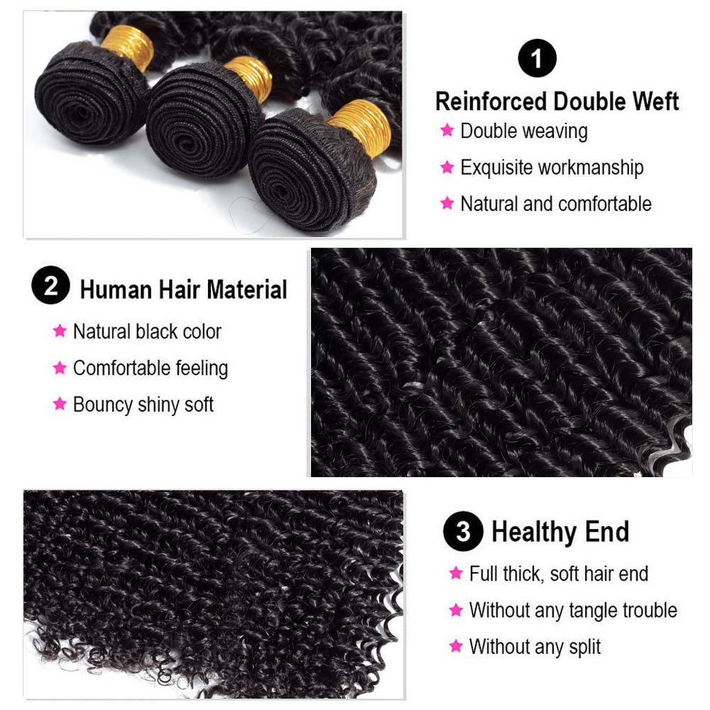 10A Brazilian Kinky Curly Virgin Human Hair Weave Bundle Deals