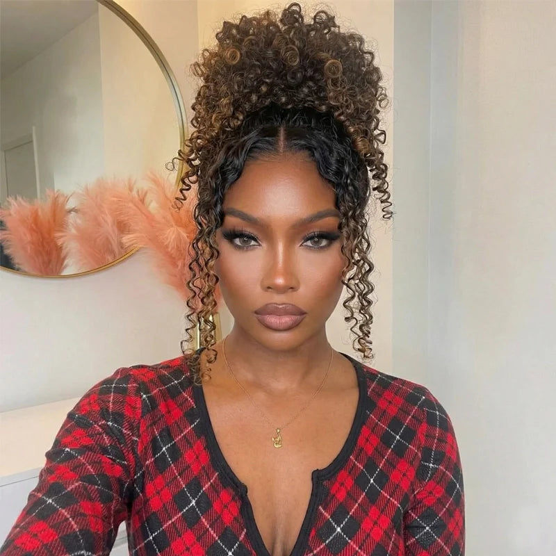 Burmese Curly Chestnut Brown Ombre Invisi Strap Snug Fit 360 Transparent Lace Frontal Bleached Knots Pre Cut Lace Wig Glueless Top Human Hair Wig