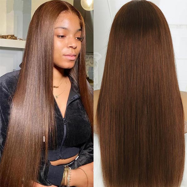 [Air Wig] #4 Chocolate Brown Straight Hair 5x5 13x4 13x6 Lace Wigs Human Hair