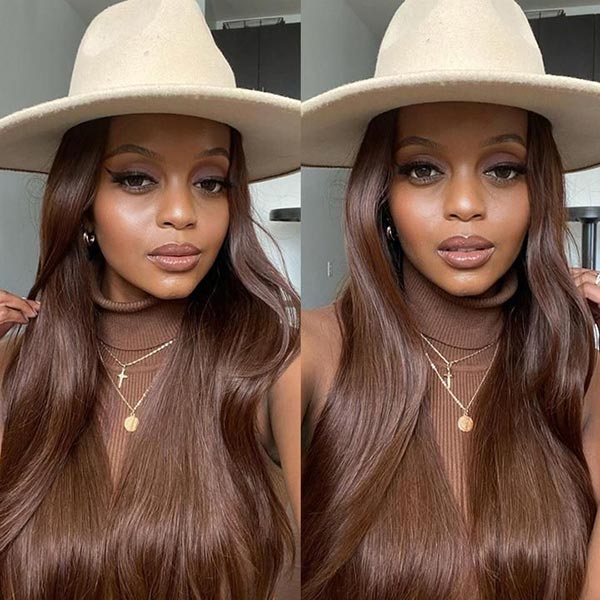 [Air Wig] #4 Chocolate Brown Straight Hair 5x5 13x4 13x6 Lace Wigs Human Hair