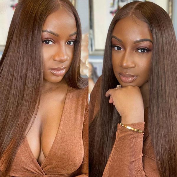[Air Wig] #4 Chocolate Brown Straight Hair 5x5 13x4 13x6 Lace Wigs Human Hair