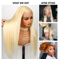 Upgrade Glueless Invisi Strap 360 Skin Lace Frontal 613 Blonde Straight Wig No Gel Stable Put on & Go Wigs